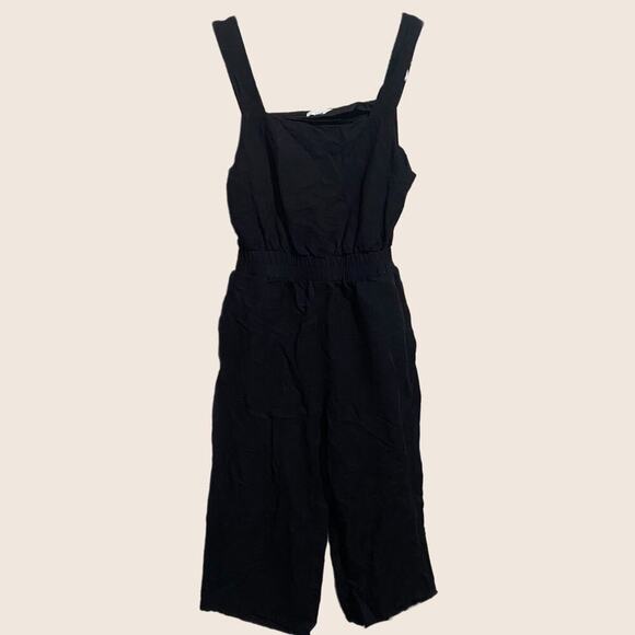 All:Row Linen Black Jumpsuit Open Back Size Medium - Picture 1 of 13